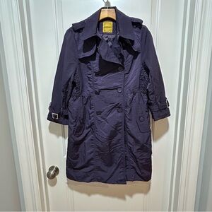 Lulumari womens S or M petite lined Trench Coat. Button down/extra details.